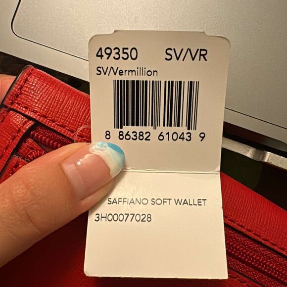 Red Coach Saffiano Leather Soft Wallet - Picture 3 of 3